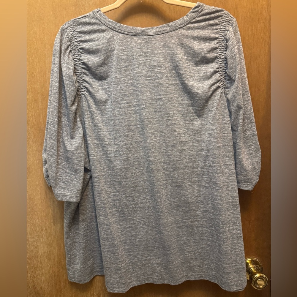 Democracy Women’s Elbow Length Puff Sleeve Ruched Top Tee Set of 3 - Picture 8 of 12